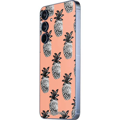 Bouffants and Broken Hearts Gray Scale Pineapple Galaxy A35 5G Skin